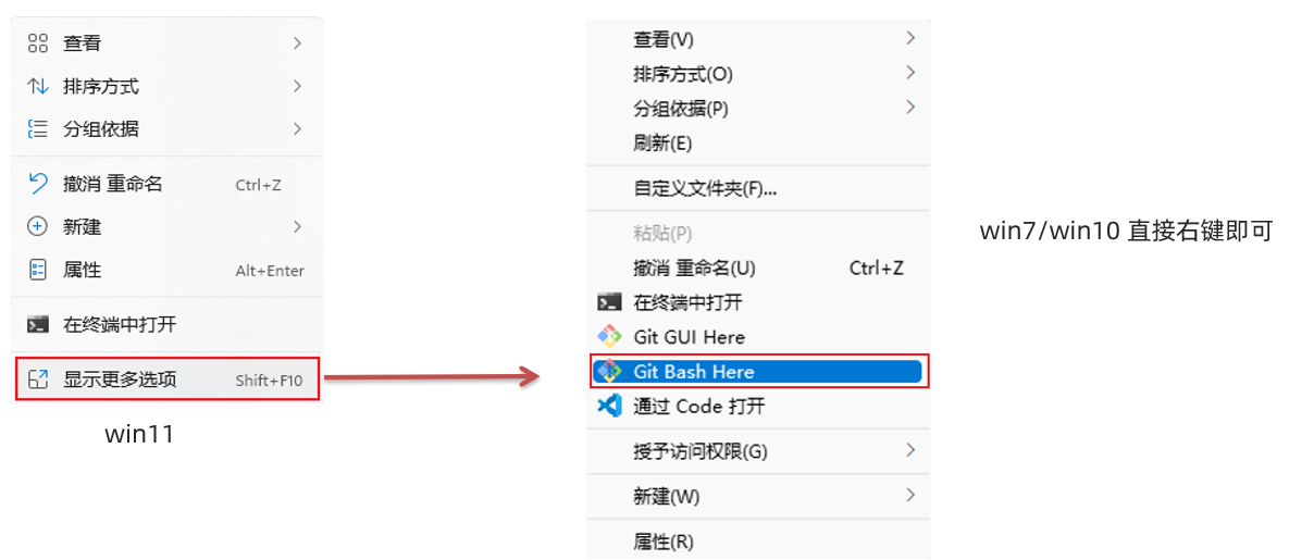 Git Bash here 右键菜单截图