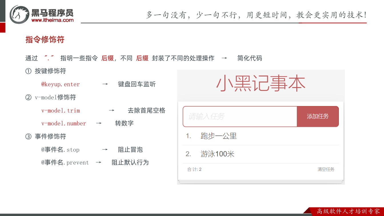 课件第5页：通过 "." 指明一些指令后缀，不同后缀封装了不同的处理操作 → 简化代码 ①按