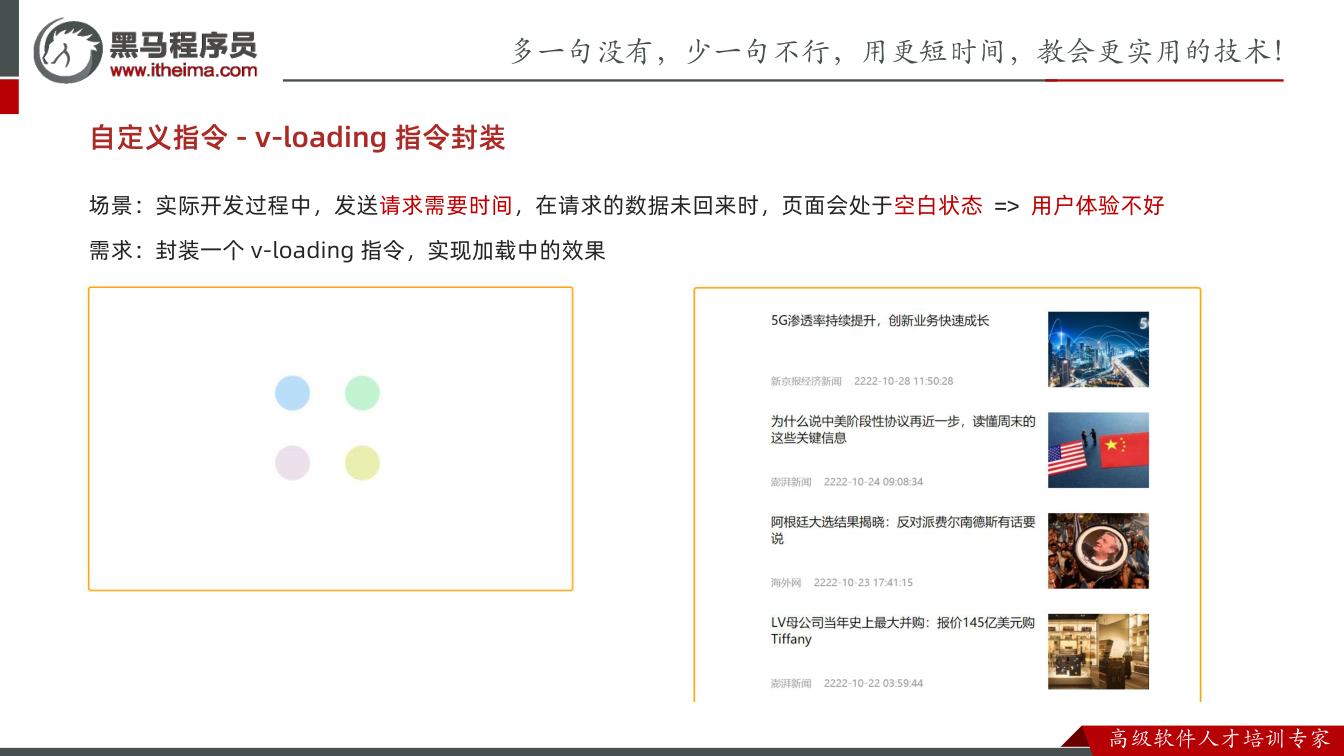 课件第11页：场景：实际开发过程中，发送请求需要时间，在请求的数据未回来时，页面会处于空白状态