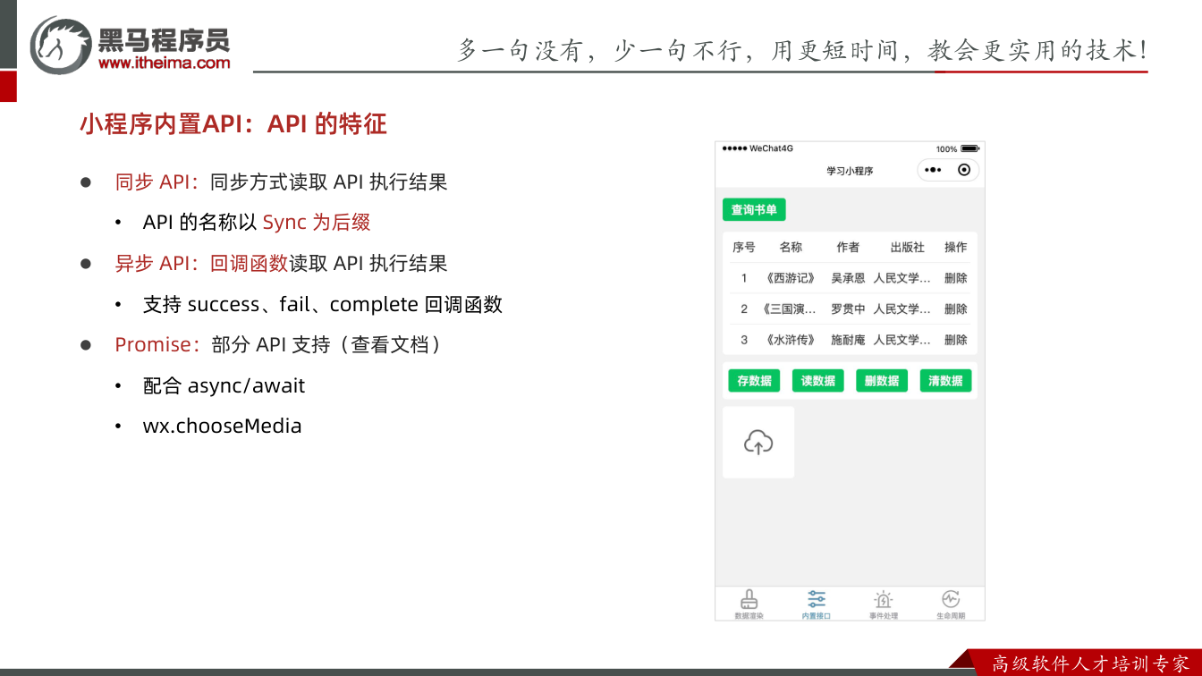 课件第16页:多⼀句没有,少⼀句不⾏,用更短时间,教会更实用的技术! ⾼级软件⼈才培训专家 l